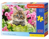 Puzzle Castorland Kitten in Flower Garden 100 dílků
