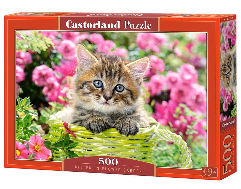 Puzzle Castorland Kitten in Flower Garden 500 dílků