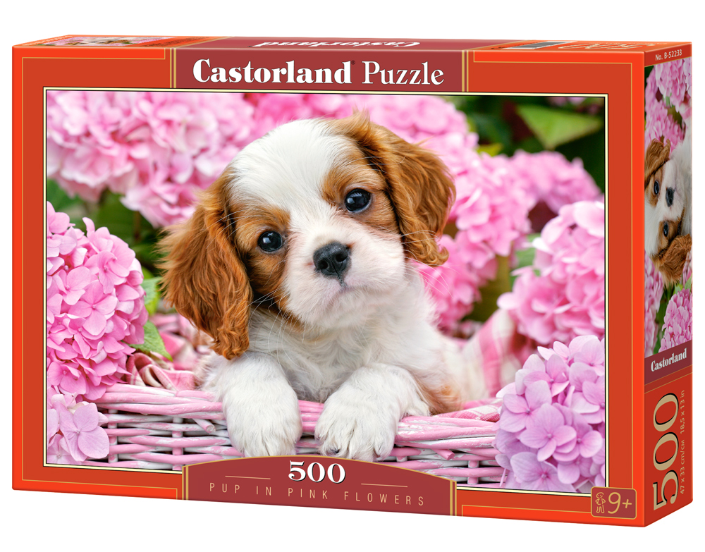 Puzzle Castorland Pup in Pink Flowers  500 dílků