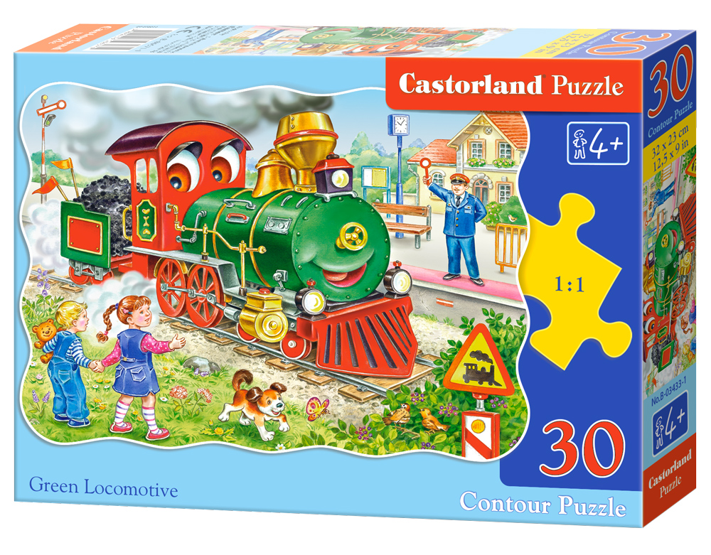 Puzzle Castorland Green Locomotive 30 dílků