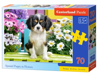 Puzzle Castorland Spaniel Puppy in Flowers 70 dílků