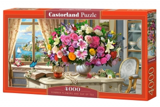 Puzzle Castorland Summer Flowers and Cup of Tea 4000 dílků