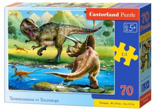 Puzzle Castorland Tyrannosaurus vs Triceratops 70 dílků