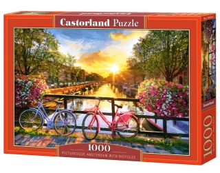 Puzzle Castorland Picturesque Amsterdam with Bicycles 1000 dílků