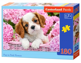 Puzzle Castorland Pup in Pink Flowers  180 dílků